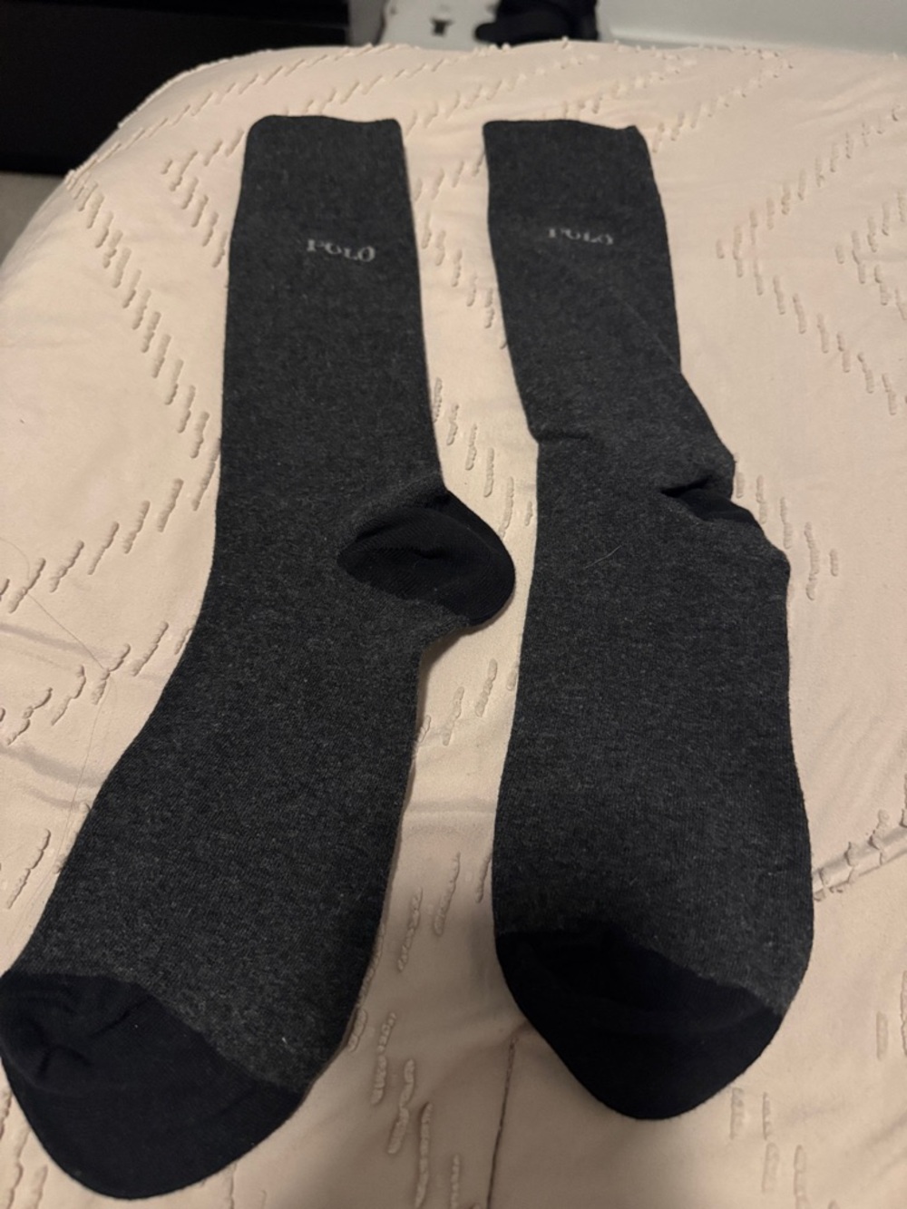 Polo by Ralph Lauren Dark Gray Dress Socks with Black Toe & Heel